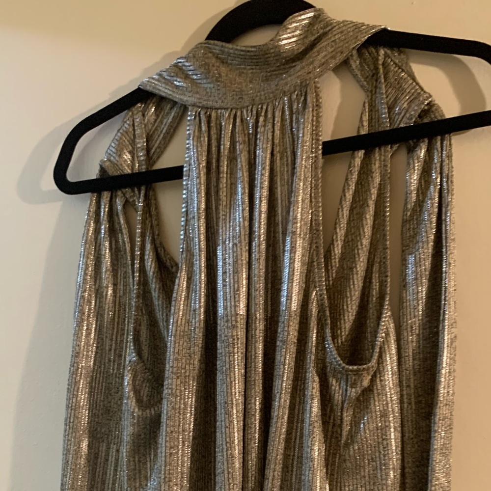 Anthropologie Maeve sleeveless top sparkly silver